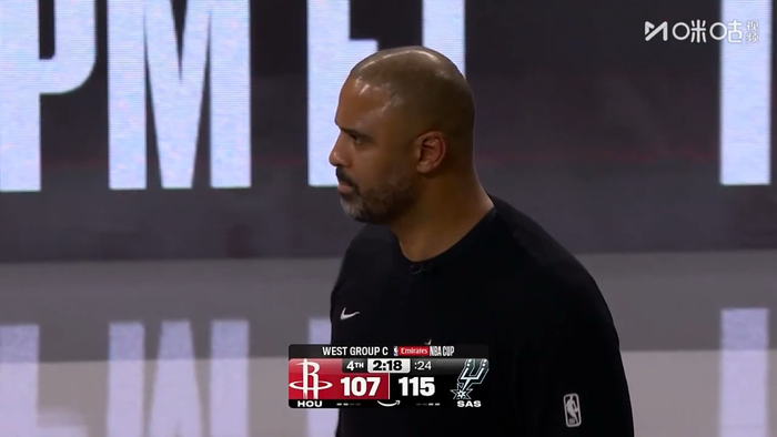 火箭五连胜岌岌可危，马刺半场8分领先，NBA要打脸了？