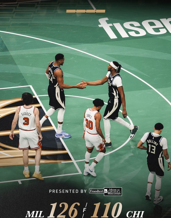 NBA杯126-110：雄鹿踹翻公牛，吉安尼斯·安特托孔波41分只差一助攻