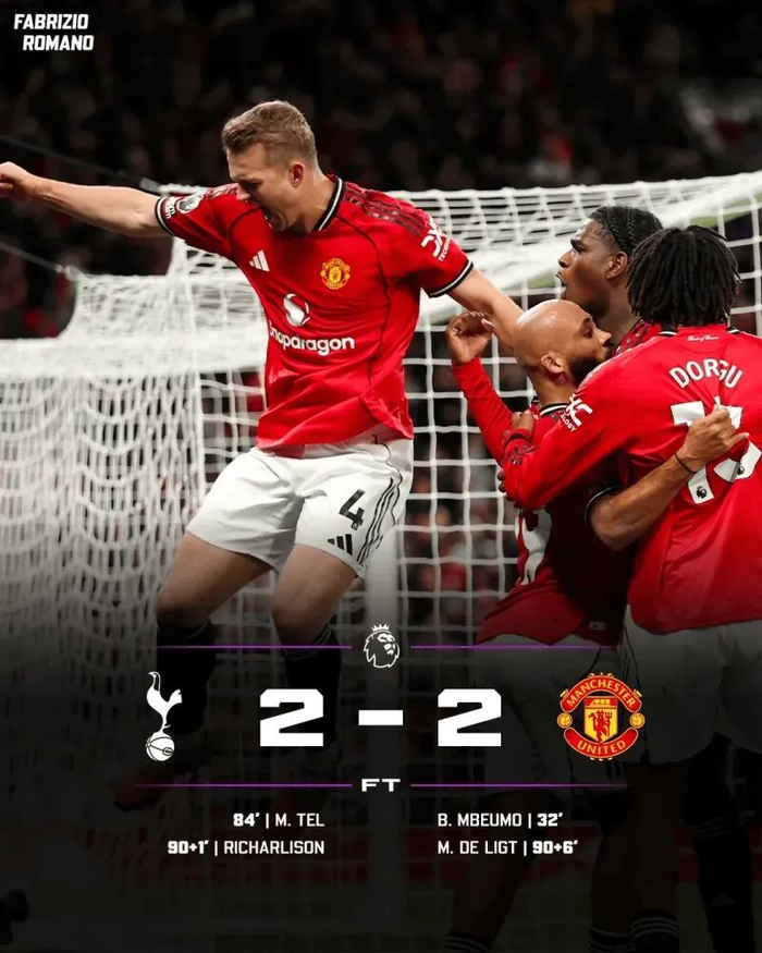 英超11轮2-2，曼联读秒绝平热刺，转会名单谁又躺枪？