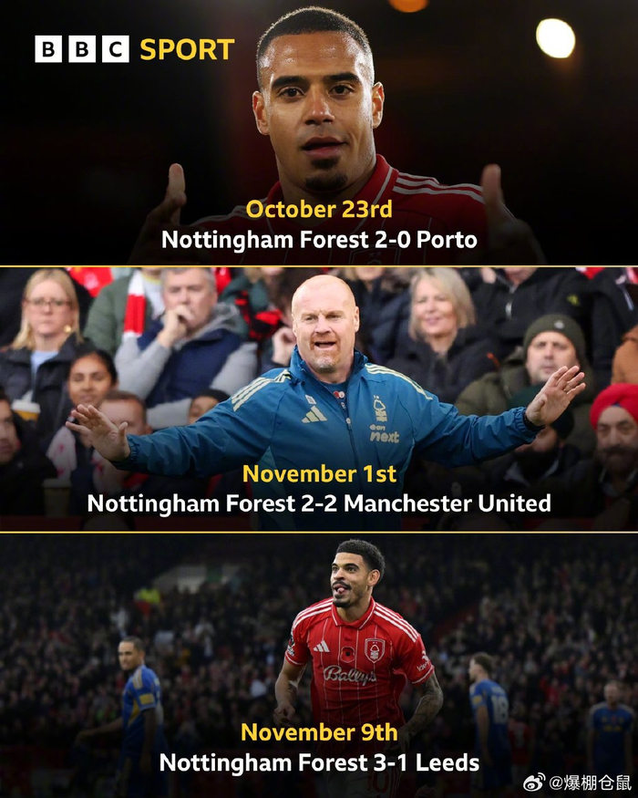 诺丁汉森林3-1利兹联终结9轮不胜，英超这波反弹有点猛