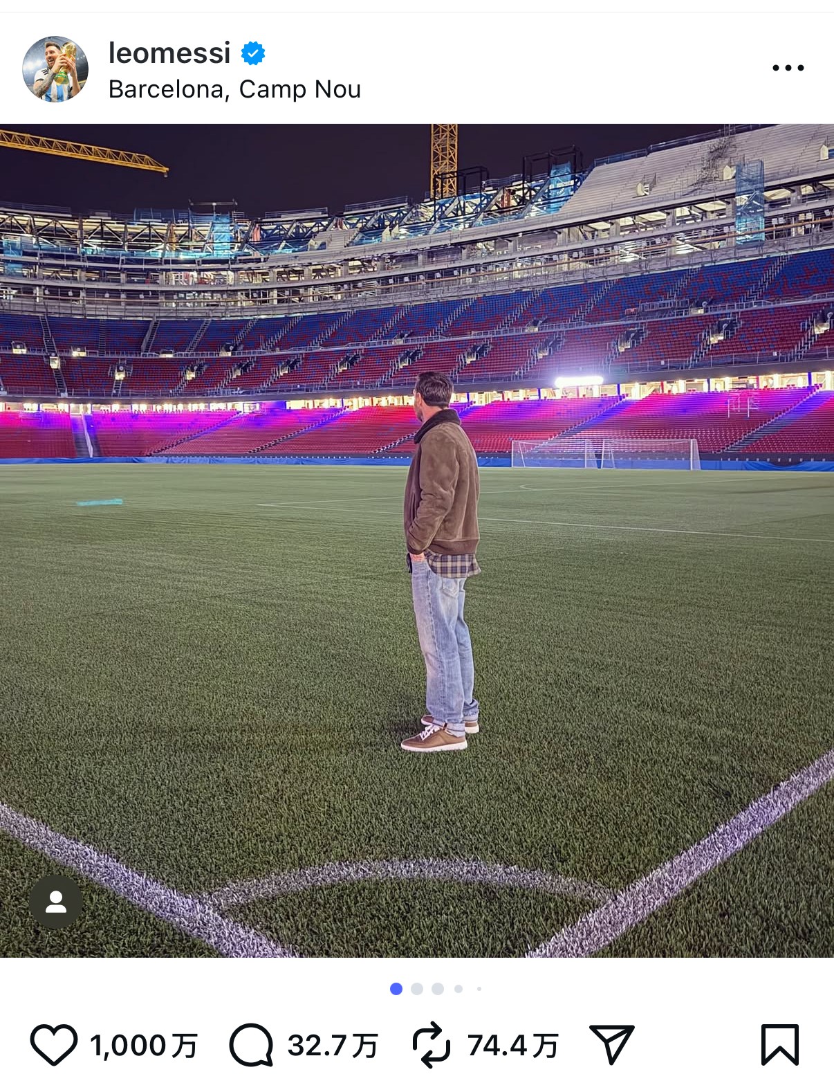 梅西1夜回诺坎普 点赞破1000万，巴塞罗那情怀比西甲冠军还狠