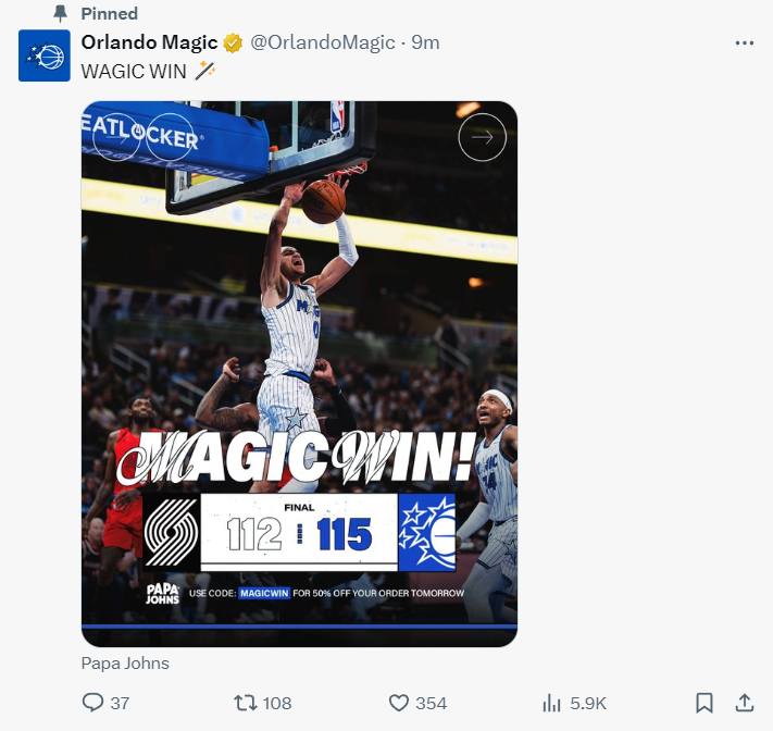 奥兰多魔术115-112险胜波特兰开拓者，贝恩三分绝杀引全场沸腾