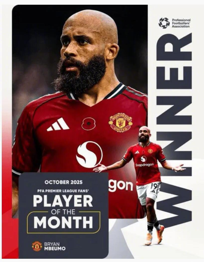 多家媒体：姆伯莫约被点名为英超10月最佳？3球1助攻带曼联3连胜