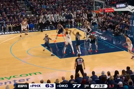 NBA季后赛：雷霆对阵太阳，杰伦-格林表现抢眼砍下18分