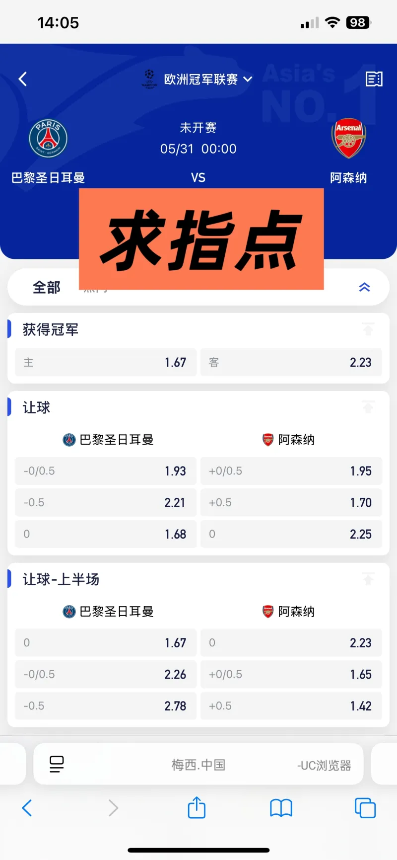 阿森纳vs巴黎圣日耳曼，赛前看好大巴黎吗