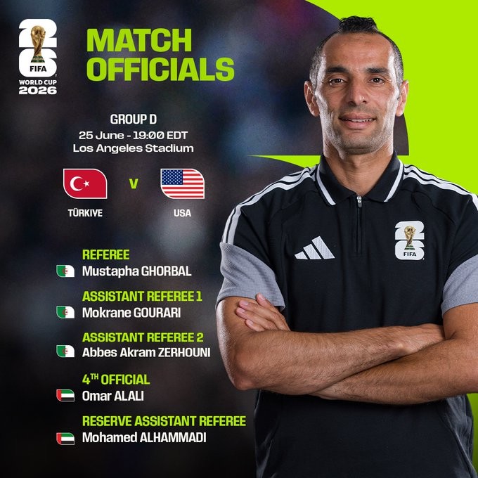FIFA官方：古尔巴勒执法世界杯土耳其vs美国