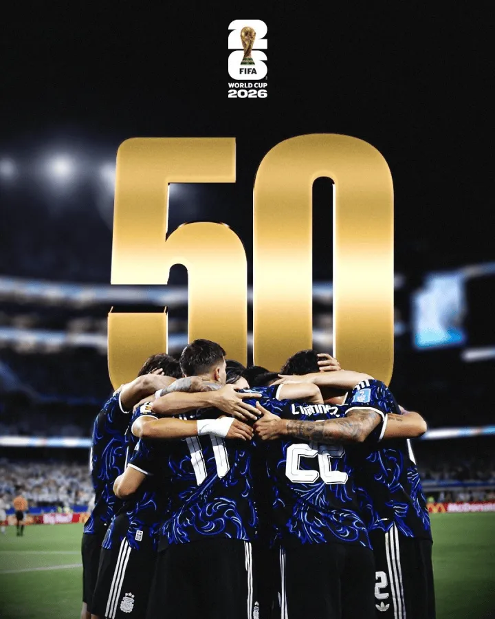 世界杯小组赛J组：阿根廷3-1约旦，全胜出线并迎来第50胜