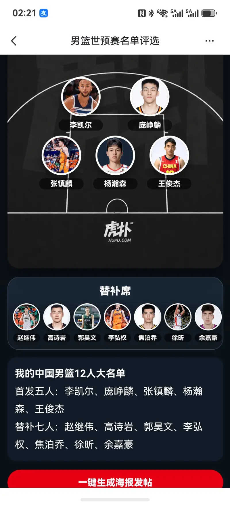 看看我的首发：CBA相关阵容话题引关注