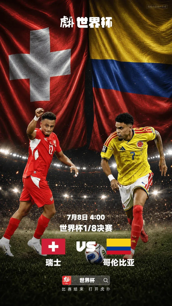 世界杯1/8决赛瑞士对哥伦比亚首发：阿坎吉、哈梅斯领衔