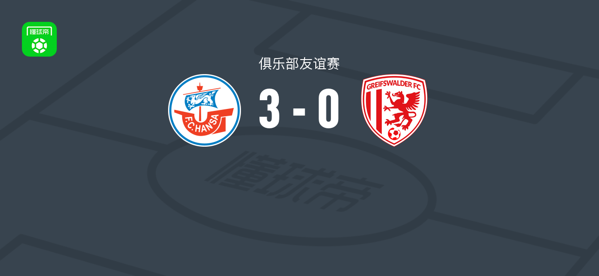 罗斯托克3-0格雷夫斯瓦尔德，卡斯滕斯等三人破门