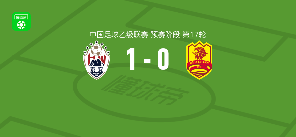 泰安天贶1-0青岛红狮，佧米然-哈力穆拉提制胜