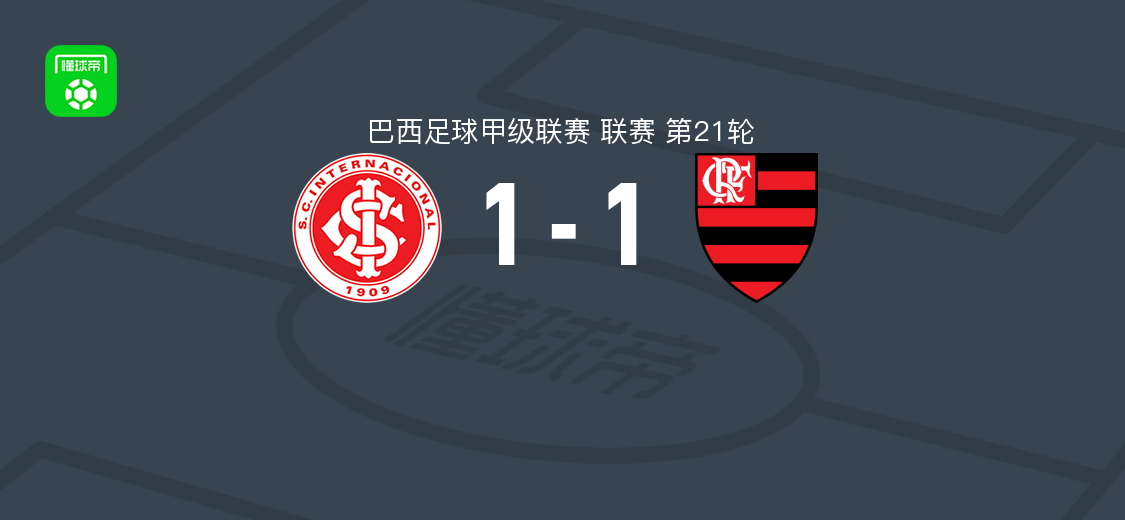 巴西国际1-1弗拉门戈，维蒂尼奥破门利诺扳平