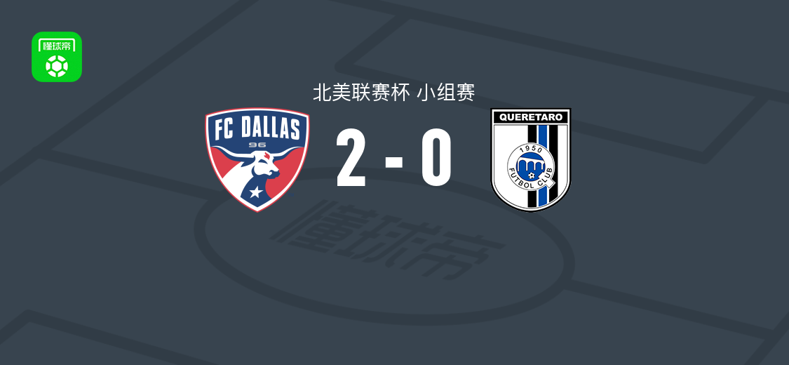 北美联赛杯小组赛：达拉斯2-0克雷塔罗，圣地亚哥-莫雷诺破门