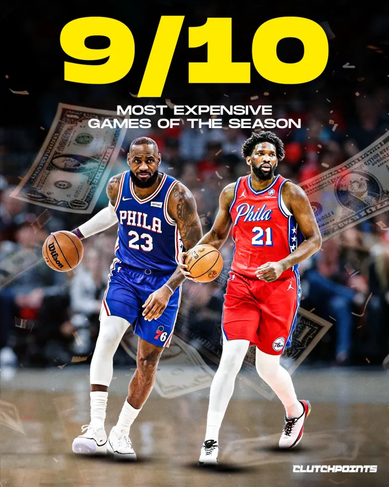 美媒：NBA最贵的十场比赛中，九场是76人的比赛