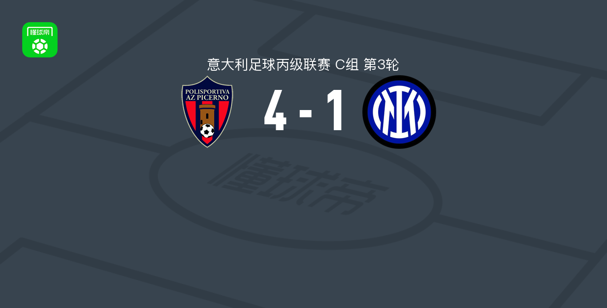 皮切尔诺4-1大胜国际米兰U23取意丙3连胜，马马杜-卡努特两球