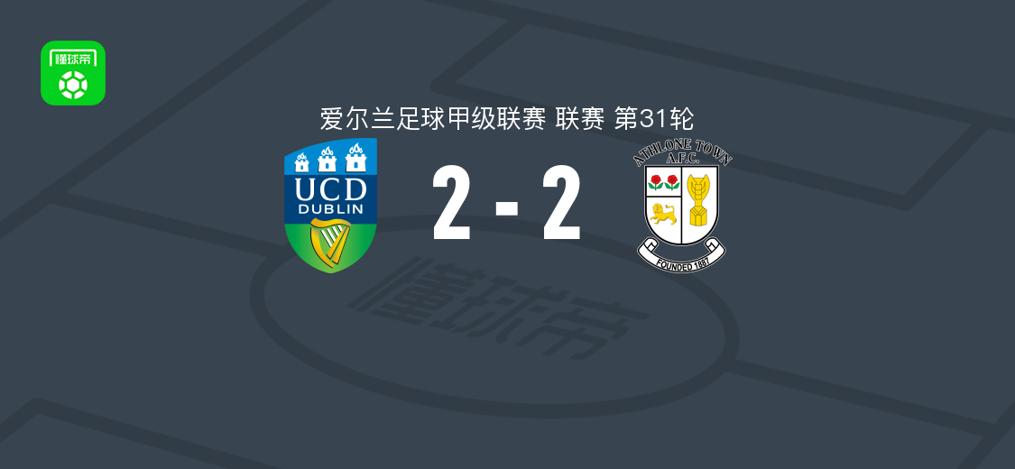 都柏林大学2-2阿斯隆镇，埃文-奥康纳破门，费里扳平比分