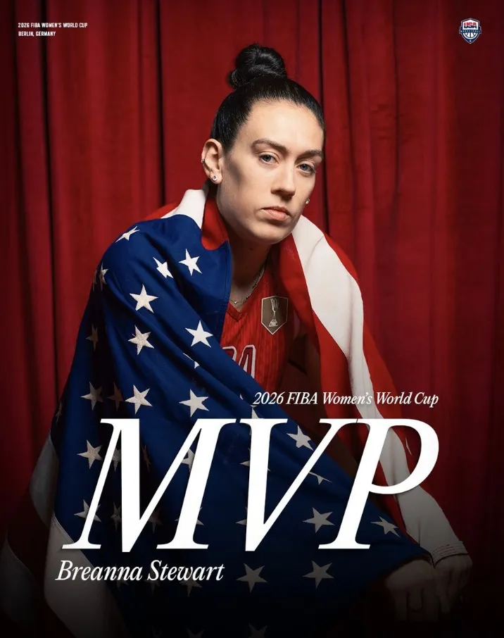 NBA官方：斯图尔特成历史首位两夺女篮世界杯MVP球员