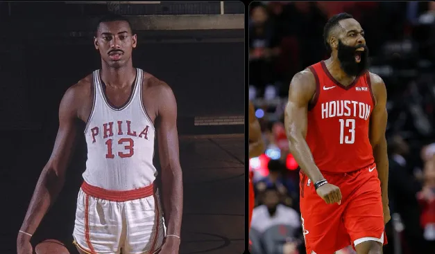 NBA历史连续30分以上得分场次：张伯伦65场第一，哈登32场第二