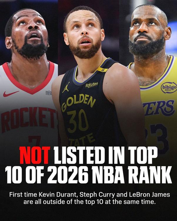 历史首现!詹姆斯、杜兰特和库里同时无缘ESPN2026NBA百大球星前十榜单
