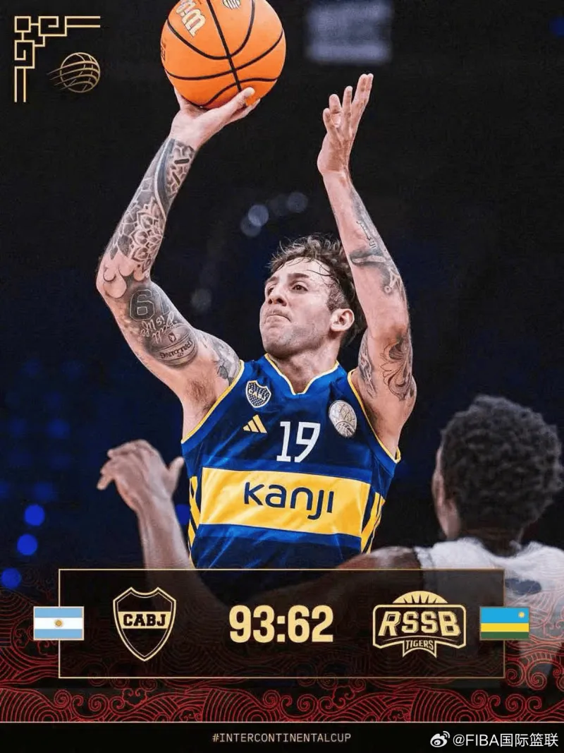 FIBA洲际杯季军赛：博卡青年队93-62击败RSSB老虎队，获得季军