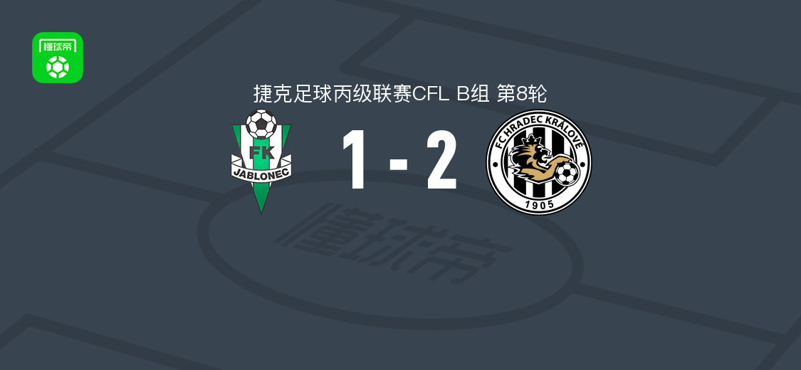 赫拉德茨克拉洛韦二队2-1亚布洛内茨二队，奇瓦塔尔、M. Halama破门