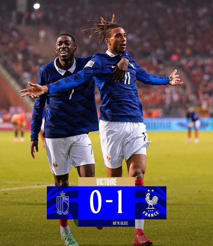 姆巴佩缺阵奥利塞绝杀！法国1-0比利时近十年六战全胜