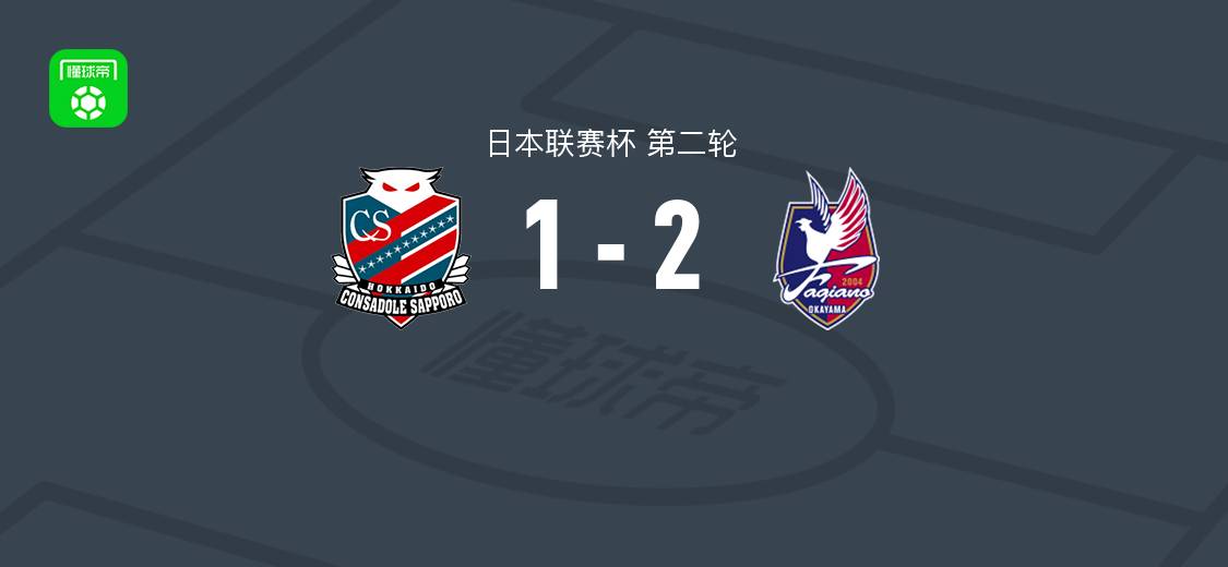 冈山绿雉2-1北海道札幌冈萨多,河野孝汰、铃木喜丈破门