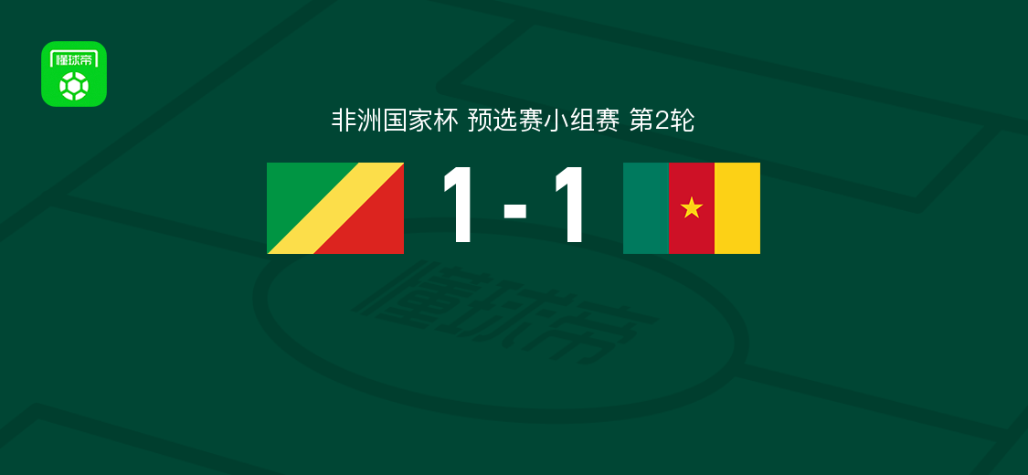 刚果1-1喀麦隆 班齐埃莱破门津加自摆乌龙