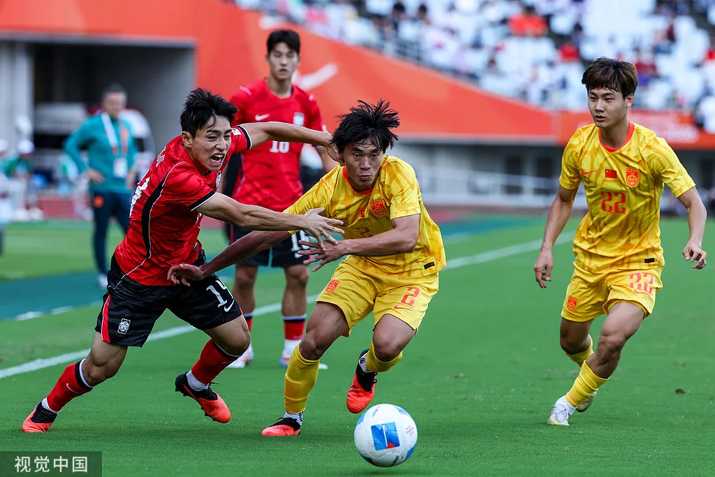 U23国足1-2韩国U23 亚运会男足半决赛数据：控球率55%-45%，射正3-6