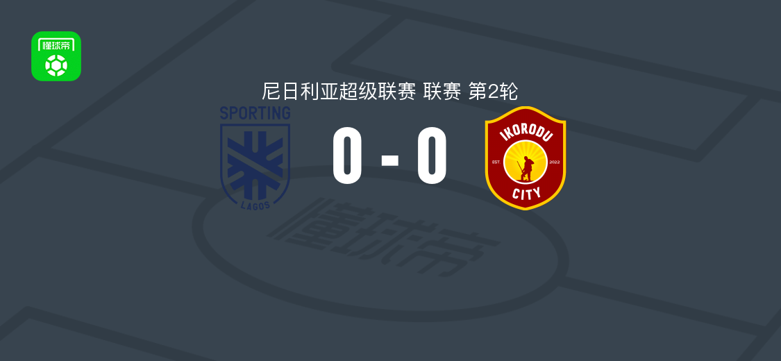 拉各斯竞技0-0伊科罗杜城 尼日利亚超级联赛第2轮双方互交白卷