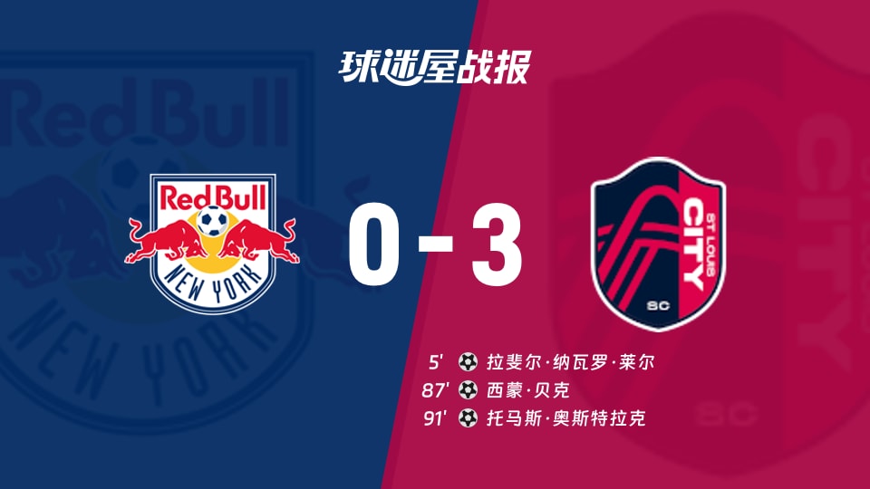 纽约红牛0-3圣路易斯城 美职联第27轮战报