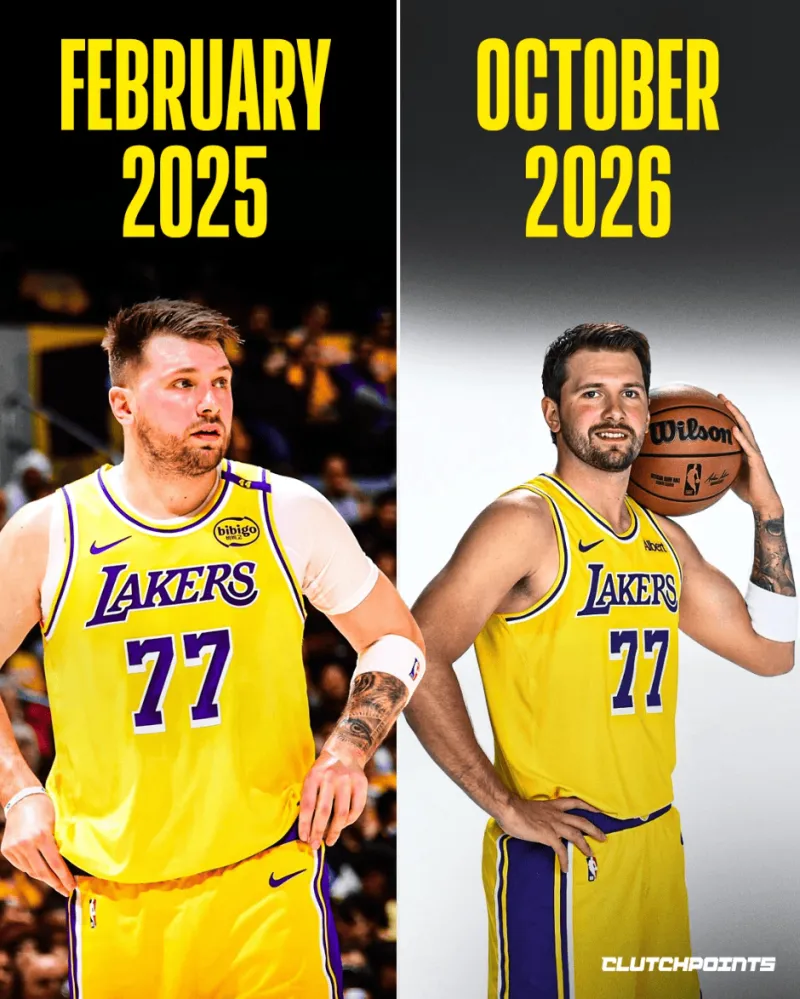 卢卡-东契奇体型更加精瘦，2026年湖人媒体日亮相