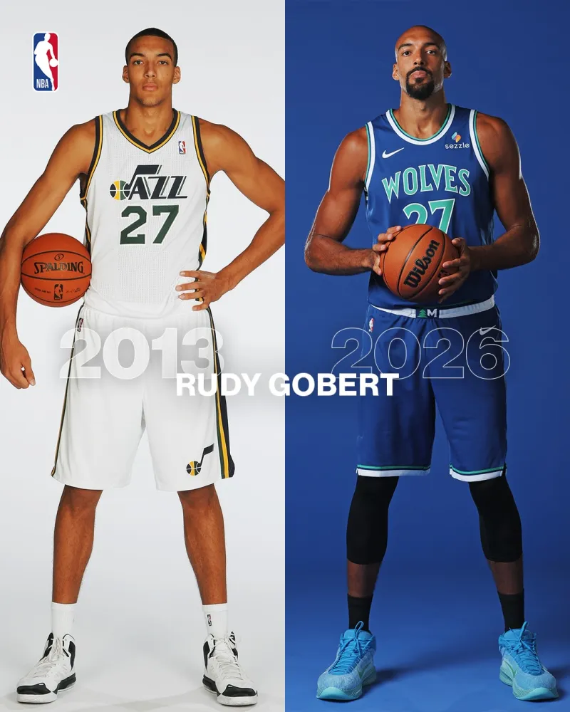 NBA官方晒鲁迪-戈贝尔新秀时期定妆照对比 14个赛季将开启