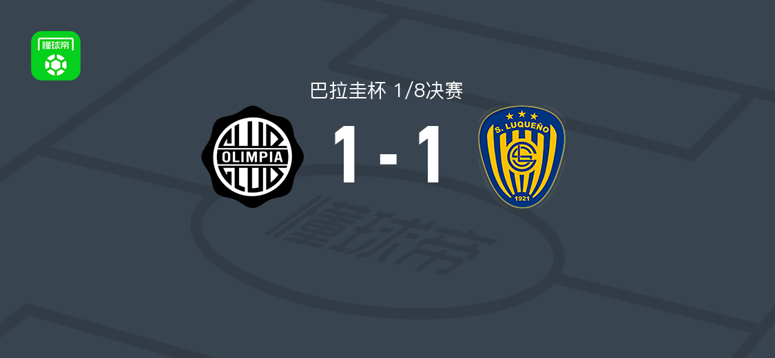 奥林匹亚1-1卢克尼奥竞技 巴拉圭杯1/8决赛战平