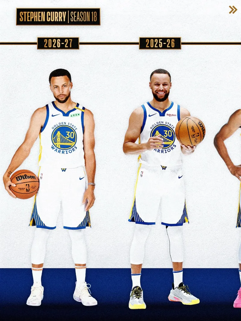NBA官方晒出斯蒂芬-库里18年生涯历年定妆照