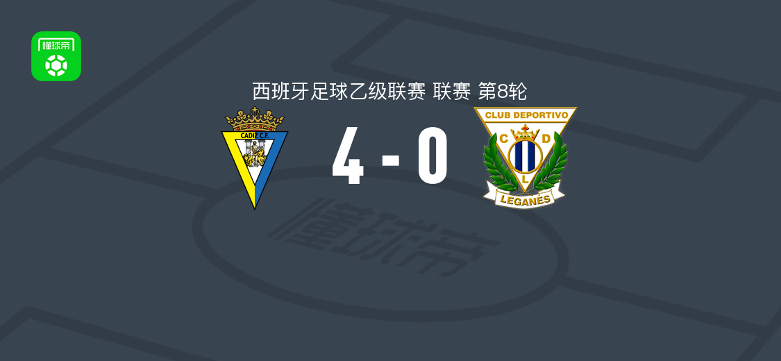 加的斯4-0大胜莱加内斯，安东尼奥-科尔德罗梅开二度，穆埃费克替补1射1传
