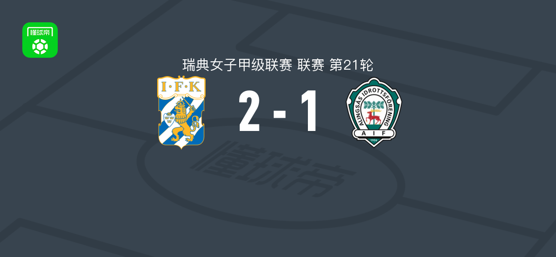 哥德堡女足2-1阿灵索斯女足,莱弗勒、厄曼破门