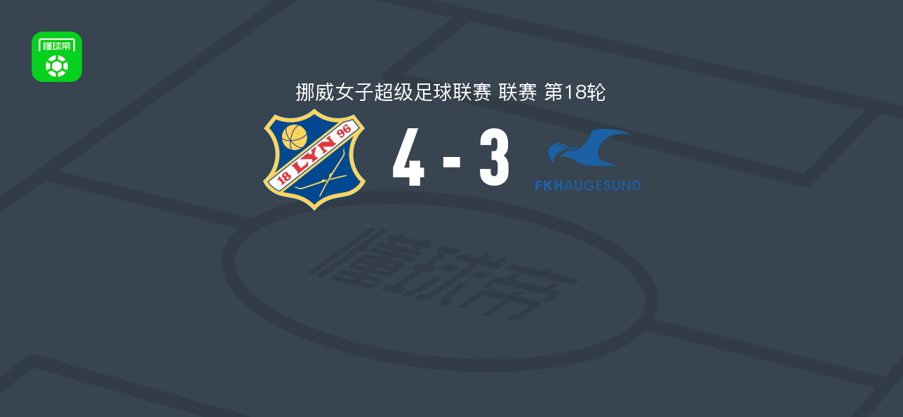 利恩女足4-3海于格松女足 挪威女足超第18轮战报
