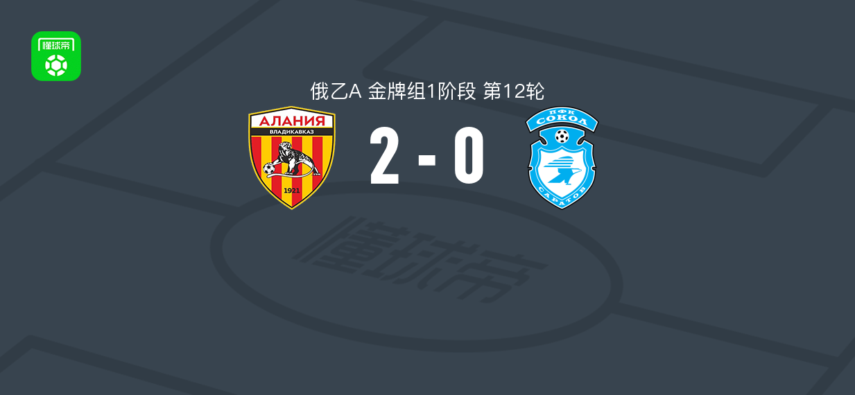 弗拉季高加索阿拉尼亚2-0萨拉托夫猎鹰,Ivan Matyushenko点球破门,Zaurbek Ramonov锦上添花