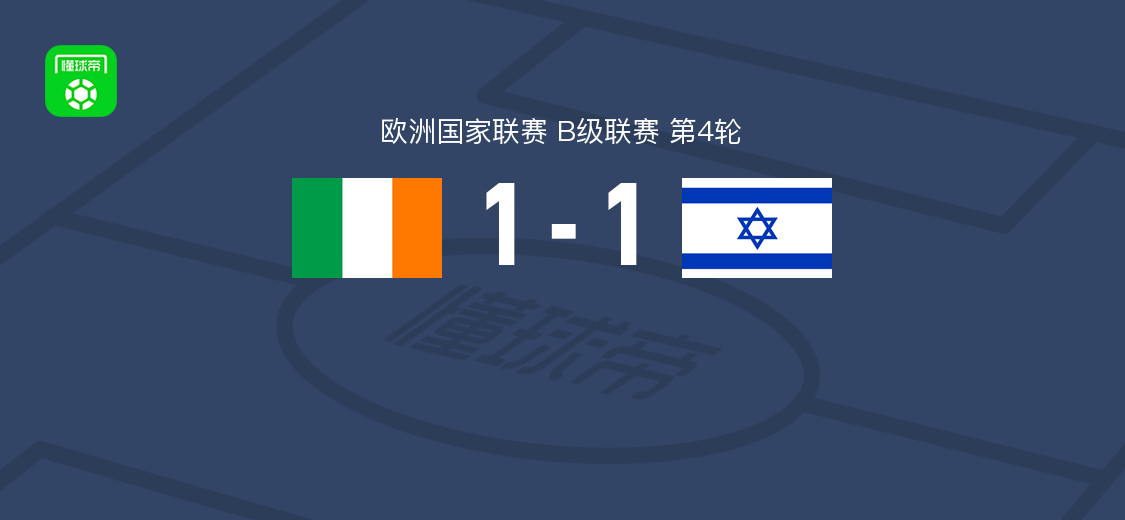 爱尔兰1-1以色列，帕罗特点球破门，多尔-佩雷茨补时救主