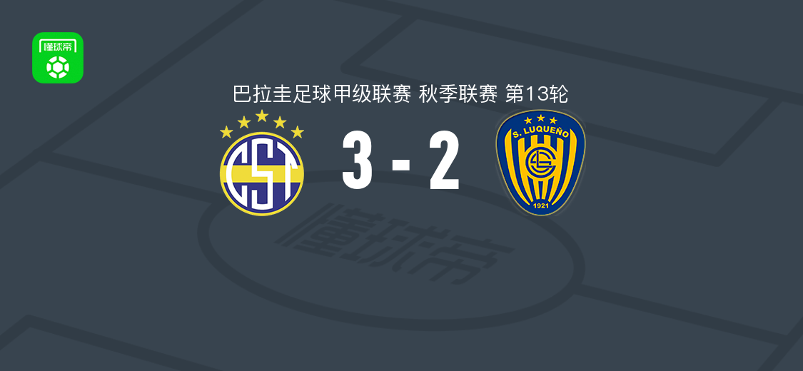 泰里尼登斯3-2卢克尼奥竞技，内斯托尔-卡马乔点射，古斯塔沃-比埃拉破门