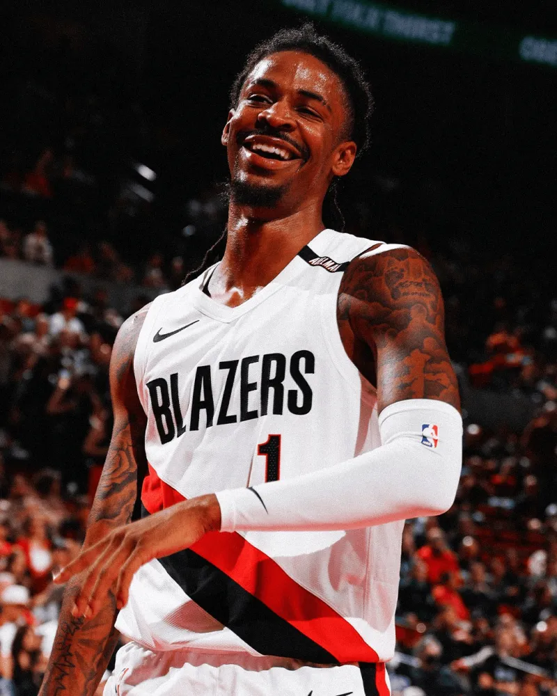 NBA官方晒出季前赛莫兰特赛场照：波特兰版本莫兰特来了