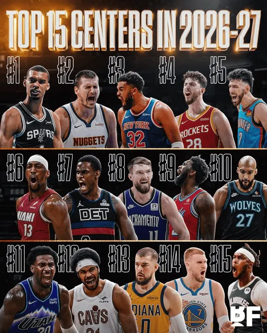 HoopsHype评选本赛季Top-15中锋：文班亚马、约基奇、唐斯位列前三