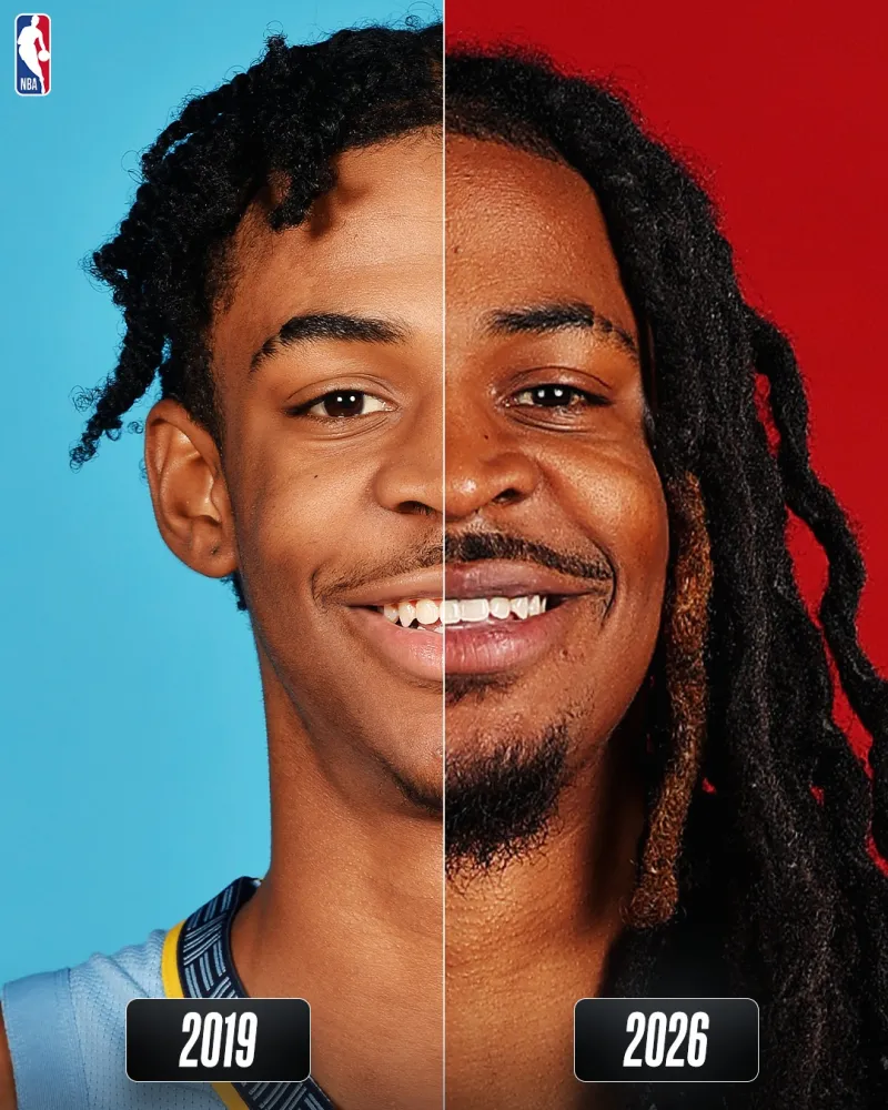 第八年！NBA官方晒莫兰特新秀时期对比照：2025-26赛季场均19.5分8.1助攻