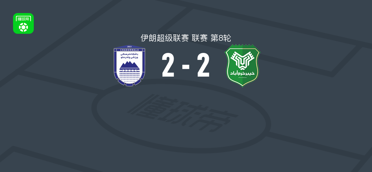 查多马卢阿尔达坎2-2霍拉马巴德，迭戈-托雷斯两射一传助球队扳平比分