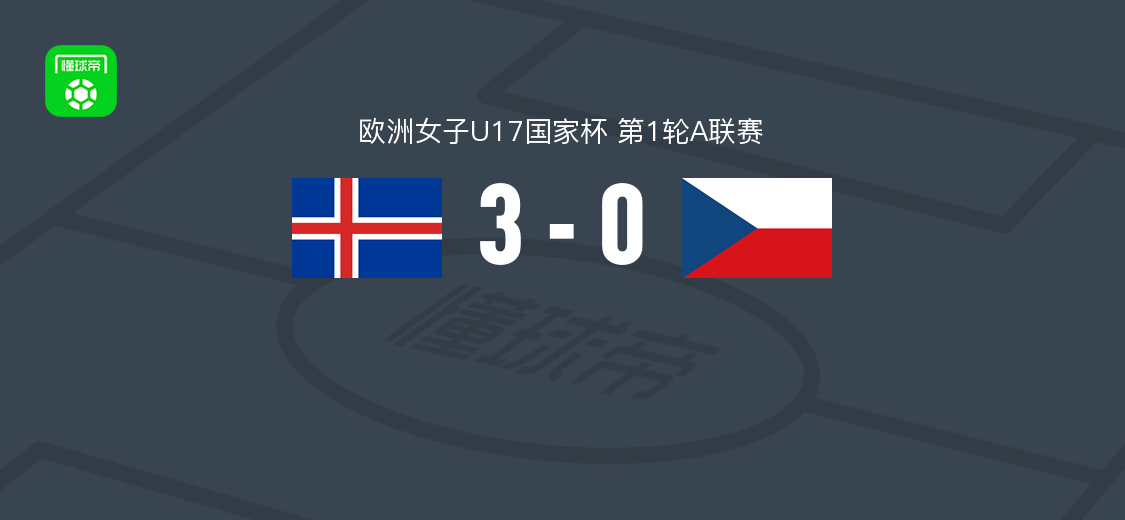 冰岛女足U17 3-0大胜捷克女足U17，奥敦斯多蒂尔、约尔斯多蒂尔破门