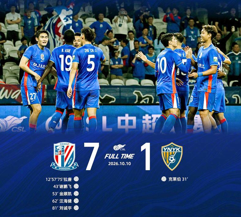 申花7-1狂胜云南玉昆！吴曦状态火热，浙江球迷怀念乔迪