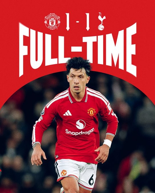 曼联1-1战平热刺，多打一人仍未能取胜