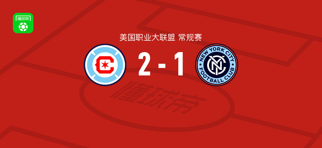 芝加哥火焰2-1逆转纽约城取美职联3连胜，艾莱-塞拉西、荣松-萨勒特罗斯破门