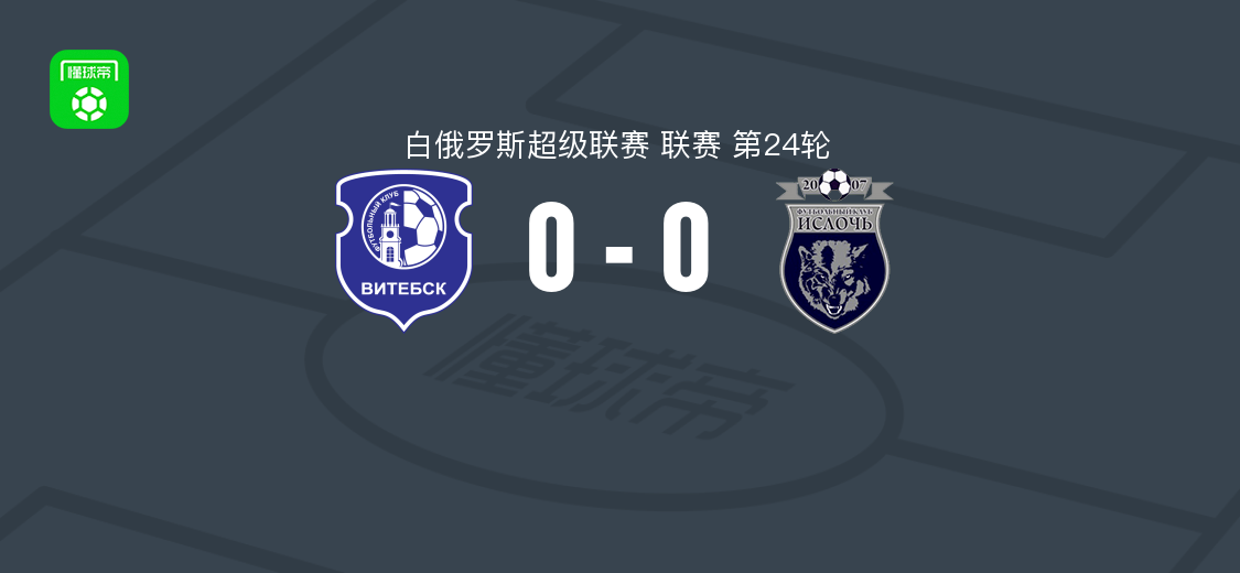 维捷布斯克0-0明斯克伊斯拉奇，白俄超第24轮双方互交白卷